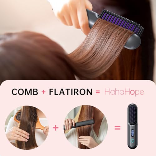 Cordless Hair Straightener Brush with 9600mAh Battery