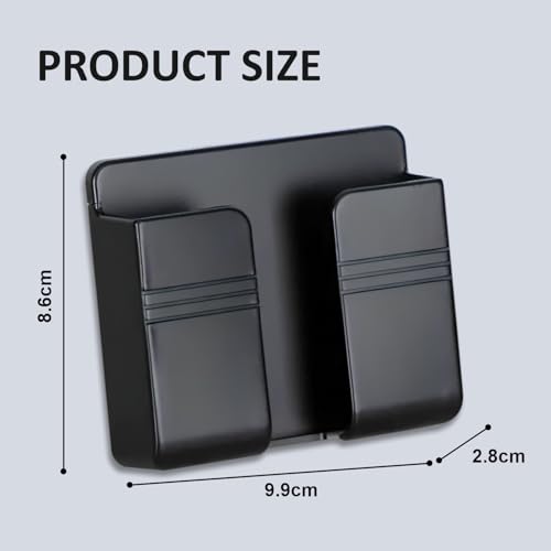 Image of Prolet Wall Mounted Mobile Holder Storage Case for Remote, Wall Mounted Mobile Stand /Multi Purpose Stand with Hole for Phone Charging (Black-P3, Pack of 3)