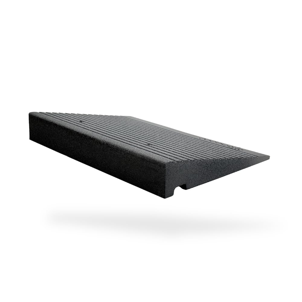 bepco Premium Schwellenrampe - Auffahrrampe, Rollstuhlrampe aus recycltem Gummi, mit eingelagerten Unterlegscheiben (ohne Befestigung, 50 x 35 x 7,5 cm)