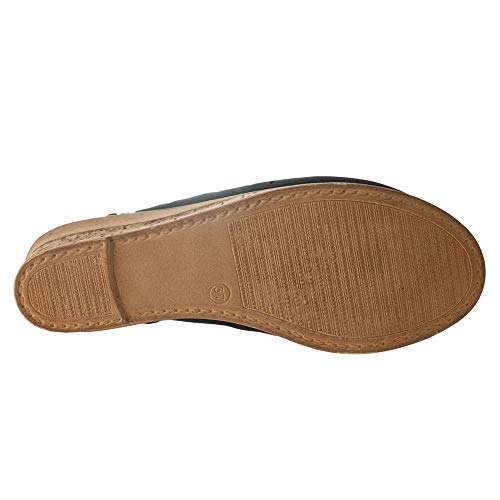 Spring Step Orella Slingback Sandals for Women - Leather Sandals with Adjustable Straps - Women's Sandals with Geometric Laser-Cut Detail - Black Nubuck EU 40 / US 93