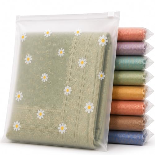 Image of PulGos 24 Pcs, 45 x 35 Cm Saree Cover for Storage | Floral Printed With Zip | Frosted Transparent Bags | Multipurpose Bag for Clothes & Accessories | Packing Covers for Wardrobe Organizer & Traveling