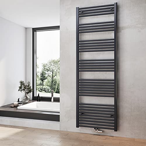 Preisvergleich Produktbild Heilmetz Badheizkörper Anthrazit Handtuchtrockner Heizung 1800 x 600 mm Bad Heizkörper Handtuchheizkörper Mittelanschluss Handtuchwärmer