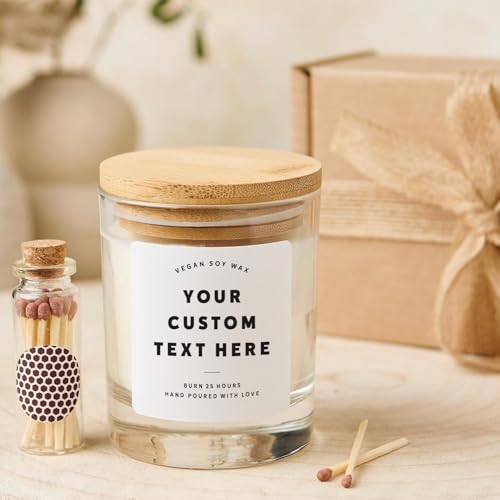 Pomchick - Personalised Candle Gift Custom Text Soy Wax Candle Keepsake with Your Message Unique Birthday Wedding Anniversary or Thank You Present