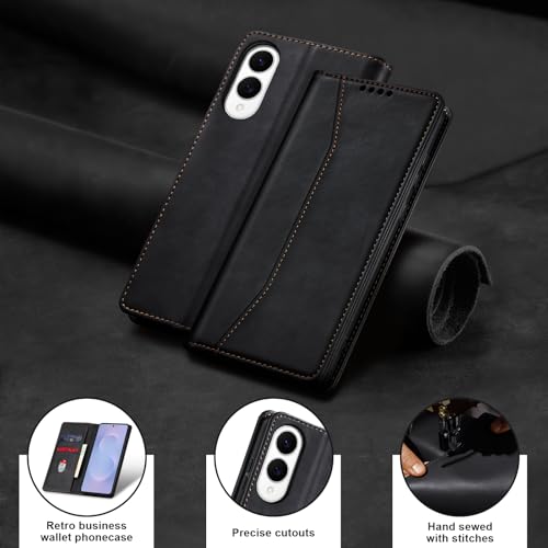 Image of Jasonyu Flip Wallet Case for Samsung Galaxy S25 Edge 5G,Black