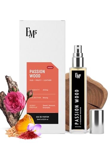Image of EM5 Passion Wood Perfume for Men & Women | Oud Leather Topical Spicy Woody Fragrance | Eau de Parfum Spray | Luxury Gift for Him & Her | 15ml