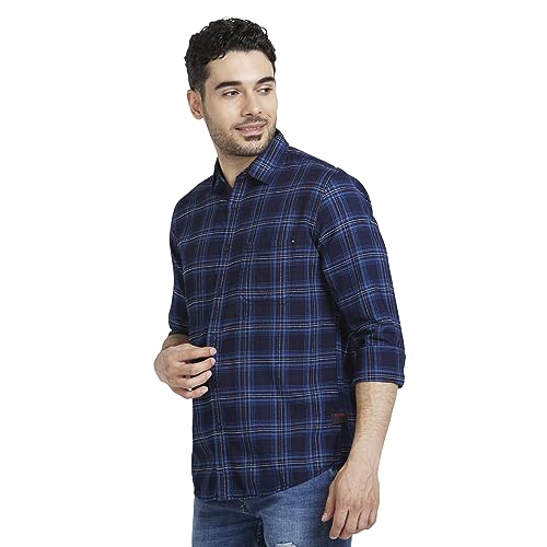 Image of Spykar Men's Regular Fit N /A Full Sleeve Checked Casual Shirts