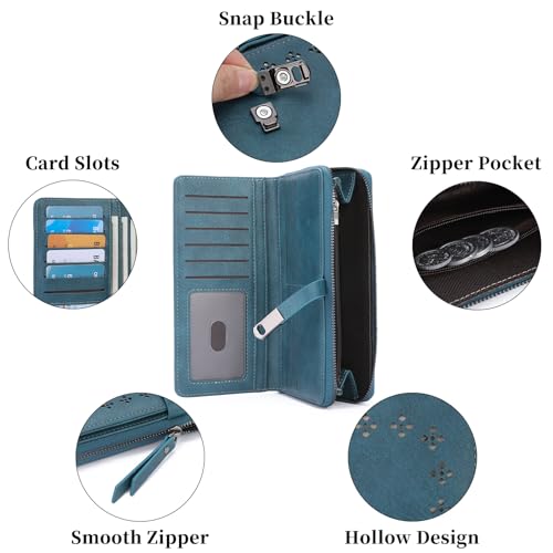 Image of Wallet for Women Large Capacity RFID Blocking Leather Bifold Card Holder with Zipper Change Pocket