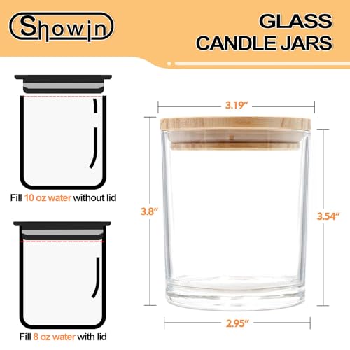 SHOWIN 10 OZ Thick Candle Jars for Making Candles 15 Pcs, Empty Jars with Wood Lids for Candle Making, Sample Container, Clear - Image 5