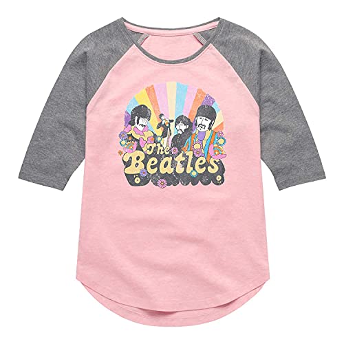 HYBRID APPAREL - The Beatles - Retro Flower Illustration - Girls Toddler and Youth Raglan