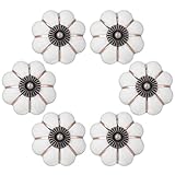 WOLFTEETHのかぼちゃノブヴィンテージセラミックプル取っ手 キッチン・キャビネット・ドレッシングテーブル・ドレッサーに 6個入り ホワイト US737607