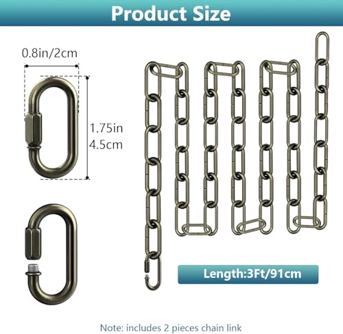 Image of garini 3 Feet Industrial Bronze Light Fixture Chain, Metal Pendant Chandelier Chain