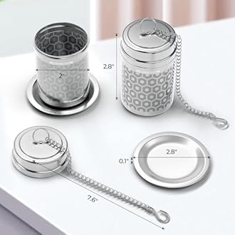 2 Pack Reinmoson Large Tea Infuser for Loose Tea & Spice Infuser for Cooking, Extra Fine Mesh Large Tea Strainers, 304 Stainless Steel Loose Leaf Tea Steeper for Black Tea, Rooibos, etc