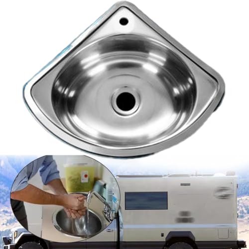Évier de cuisine RV compact acier inoxydable petit lavabo d'angle triangle - 3