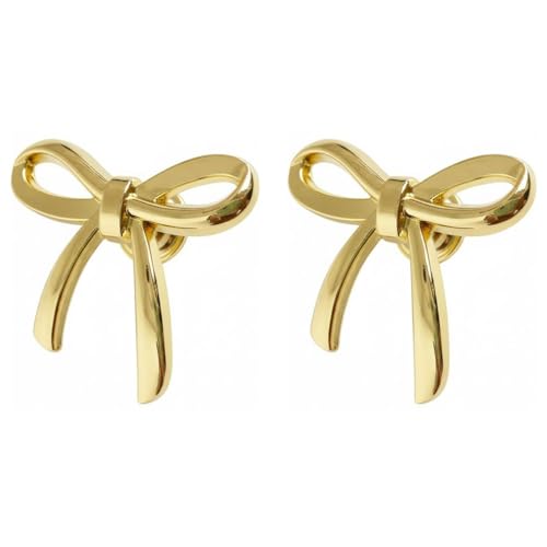 DAPANIY Gold Bow Cabinet Knobs Zinc Alloy Decorative Drawer Pulls Elegant Handle 2 Piece Set