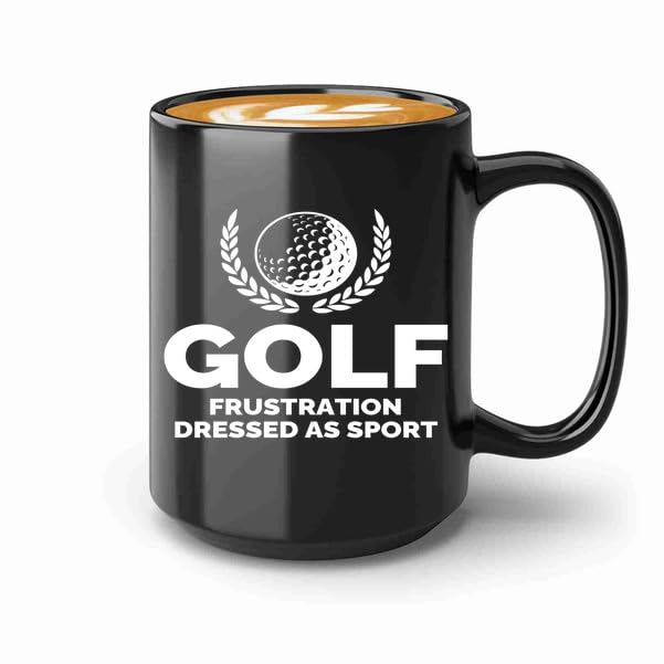 Luxe Gifting Golf Lover Coffee Mug 15oz Black -Golf frustration dressed - Golfer Sports Holes Cart...
