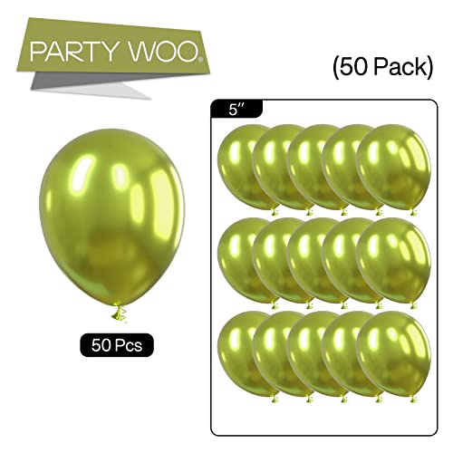 Image of PartyWoo Metallic Olive Green Balloons, 50 pcs 5 Inch Olive Green Metallic Balloons, Green Balloons for Balloon Garland or Balloon Arch as Birthday Party Decorations, Wedding Decorations, Green-G109