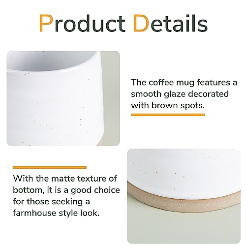 Ceramic-Coffee-Mugs-Set-of-4-9-Ounce-Coffee-Cup-with-Handle-Farmhouse-Tea-Mug-with-Spot-Great-for-Tea-Cocoa-Latte-White Ceramic Coffee Mugs Set of 4 9 Ounce Coffee Cup with Handle Farmhouse Tea Mug with Spot Great for Tea Cocoa Latte White