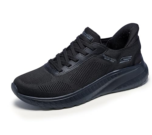 Image of Skechers Men's Bobs Squad Chaos Solid Step Sneaker | Casual Shoe, Vegan, Hands Free Slip-Ins, Heel Pillow, Memory Foam, Machine Washable, No Tie Fit, Engineered Knit, Bungee Lace