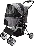 Folding Stroller for Dogs and Cats, Pet Transport Trolley, Four Rounds pet Travel Stroller -...