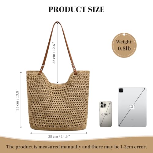 Image of Crochet Beach Bag Woven Tote Bag Summer Crochet Purses for Women handbag Boho Shoulder Bags for Travel Vacation
