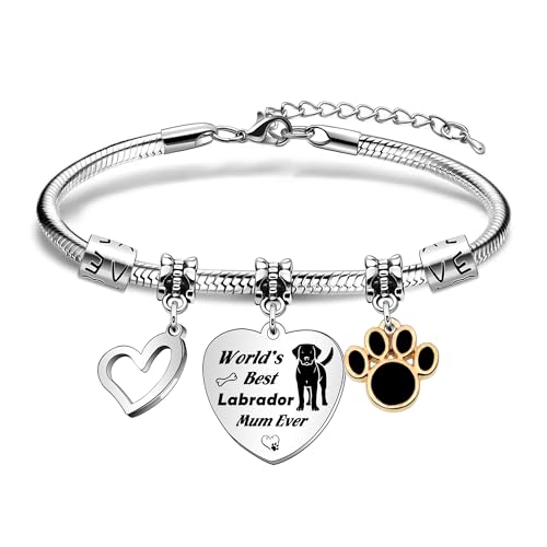 Hcvone Pulseira de cão para mãe, presentes divertidos para amantes de cães, presentes divertidos para mulheres, presentes para mães, cacapú, labrador, presentes para a mamã francesa, Aço inoxidável