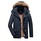 Yozai Men's Winter Coats, Warm Winter Jackets for Mens Ski Snow Jacket Snowboard Water Resistant Jacket Mountain Windbreaker Detachable Hooded Parka Blue Medium