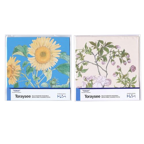 東レ(TORAY) トレシー 和のアートシリーズ 2個セット(桜1枚・ひまわり1枚) 19×19cm メガネ拭き 携帯クリーニング 液晶画面クリーニング レンズ拭き 超極細繊維