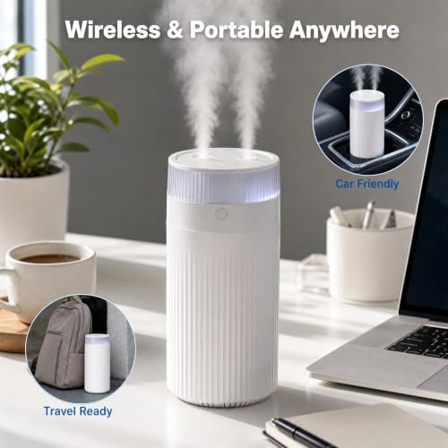 Portable Mini Humidifier 1.2L, Cool Mist for Bedroom Office Home, Auto Shut-Off, Dual Mist Modes, Night Light, Quiet Operation - image 3