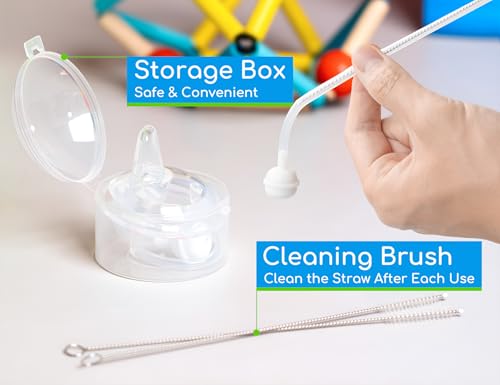 Sippy Cup Conversion Kit Compatible with Philips Avent Natural Baby Bottle - Weighted Straw, Silicone Spout Nipple, Handles & Brush - Spill Proof Transition Trainer Set for Self Feeding (Pack of 2)