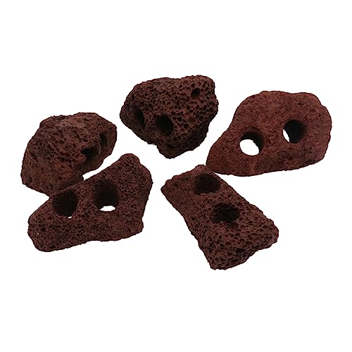 OUNONA 5個 水草リング 水族館装飾岩 水槽の魚の洞窟 溶岩石水族館 水族館の砂利 テラリウムの装飾 流木 火山の 魚のシェルター 水槽固定リング 植物固定リング 水族館の石の装飾 火山岩