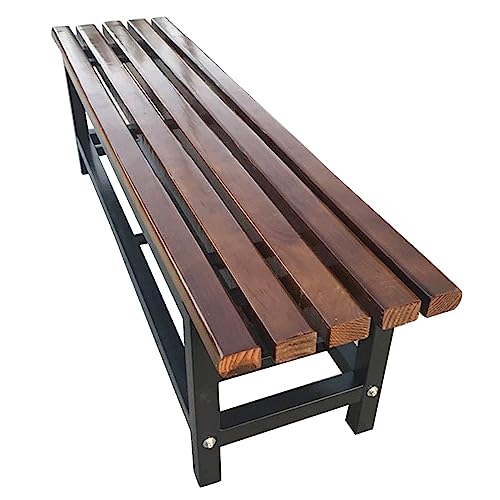 Chaise de porche longue en bois marron et métal pour s'asseoir au jardin