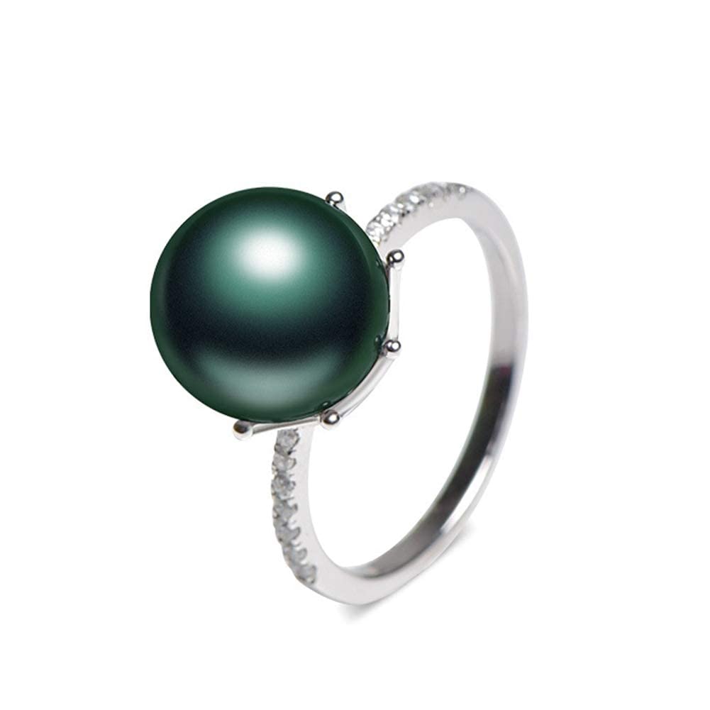 Damen-Perlenring, 925er-Sterling, natürlich, 10–11 mm, Schwarze Tahiti-Perlen, modisch, verstellbar, Schmuck, Geschenk