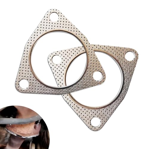 Image of 2 PCS Car Exhaust Gasket, 2.48 inch 3 Bolt Resistant High Temperature Flange Sealing Gasket, Tight-Fitting Leak-Proof Muffler Gasket Modification Accessories, Universal for Most Cars (Silver)