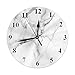 HGOD DESIGNS Marble Round Wall Clock,White Marble sanstone Patterned Silent Round Wall Clock Home Wall Decorative for Bedroom Office School Art(10