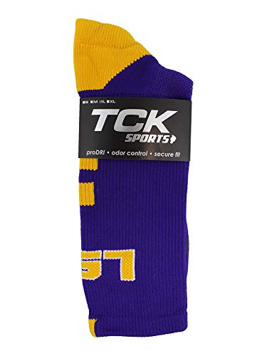 Tck Lsu Baseline Crew Socks (Purple/Gold, Large) #TOP2