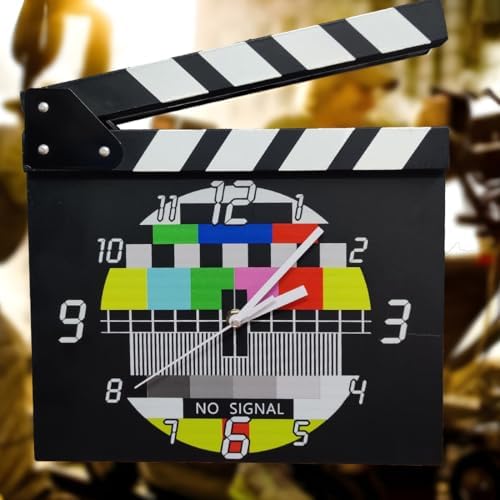 BonZeal Retro Cinema Movie Slate Analog Wall Clock Black Clapper Film Home Theatre Clock Home Decor Art Unique Gifts for Birthday Anniversary Christmas