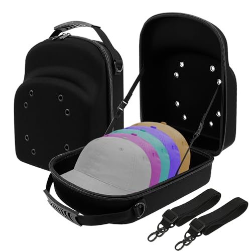 Hevtsde 2 Pcs Hat Travel Case Hard Hat Organizer Box with Carrying Handle and Detachable Shoulder Strap Portable Baseball Cap Organizer for Home Traveling Use