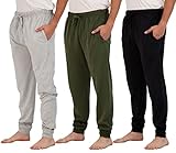 3 Pack: Mens Cotton Lounge Jogger Winter Christmas Pajama Pants for Men Sweatpants Pockets PJ...