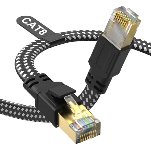 Jadaol LANケーブル CAT8 2m フラット メッシュ編組 シールド付き 40Gbps/2000MHz 高速イーサネットケーブル 爪折れ防止 モデム/ルーター/PS3/PS4/Xbox対応 ブラック