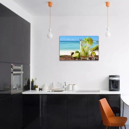 Tableau décoratif en toile cuisine boisson citron vert affiche murale 30x45
