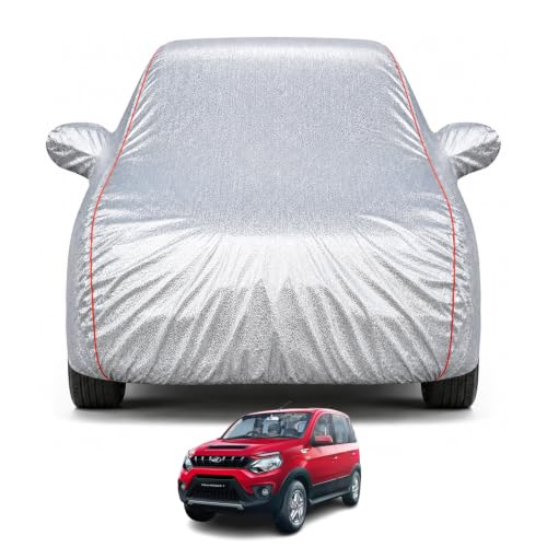 Image of Premium Car Cover for Mahindra's NuvoSport Model | Waterproof, UV & Dust Protection | Mirror & Antenna Pocket | Triple Stitched, Soft Inner Lining, Belt & Buckle (Metalic Silver)