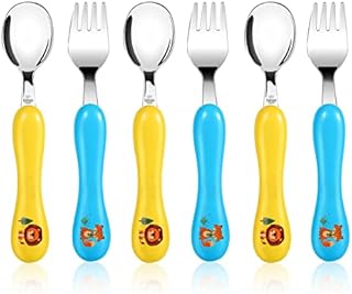 Lehoo Castle Toddler Fork and Spoon Set, 6pcs Stainless Steel Toddler Cutlery Children's Cutlery Flatware, Incudes3 x Spoons, 3 x Forks (No Knives)