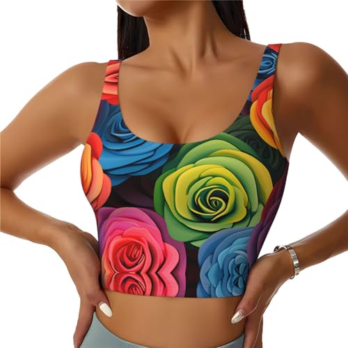 Chaleco de yoga para mujer HYTTER negro con estampado de rosas talla M