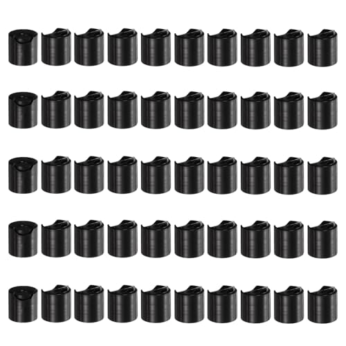 sourcing map 50 tappi superiori a disco in plastica PP, 24/410, tappi di ricambio durevoli, per bottiglie da spremere, bottiglie ricaricabili, plastica, vuoti, shampoo, nero