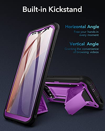 Youmaker Kickstand Case For Galaxy S8 Plus, Full Body With Built-In Screen Protector Heavy Duty Protection Shockproof Rugged Cover For Samsung Galaxy S8 Plus 6.2 Inch - Purple/Black #TOP2
