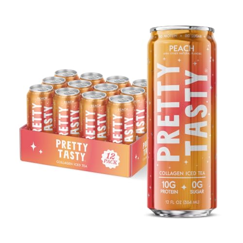 Pretty Tasty Peach Black Collagen Iced Tea 12-Pack – Ready-to-Drink Iced Tea with 10g Collagen Peptides per Can – Beauty & Wellness Beverage