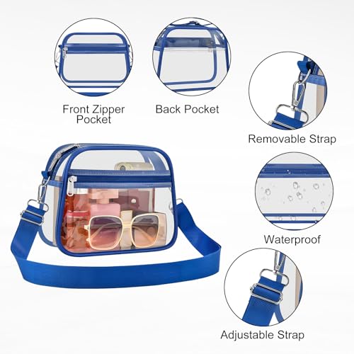 Image of USPECLARE Clear Bag for Stadium Events Clear Sports Fan Handbags Purses | Unisex 0.4 mm Thickened Waterproof PVC,Approved for Concerts,Game Days,Outdoor Events