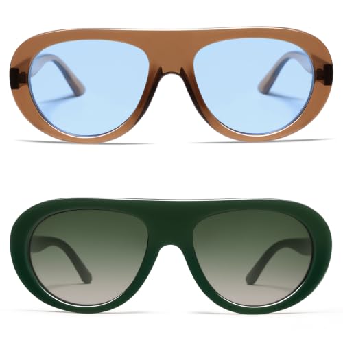 Image of VANLINKER Oversized Retro Aviator Sunglasses for Women Men Chic 70s Vintage Style Trendy 2026 Chunky Sun Glasses VL9865