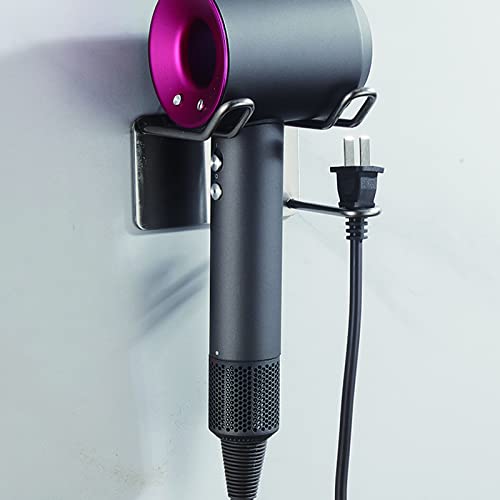 Shulily Uchwyt na suszarkę do włosów Dyson montowany na ścianie suszarka do włosów stojak przestrzeń aluminiowy uchwyt suszarka do włosów suszarka do włosów organizer do przechowywania z uchwytem na wtyczkę do Dyson Supersonic z suszarką (szary)