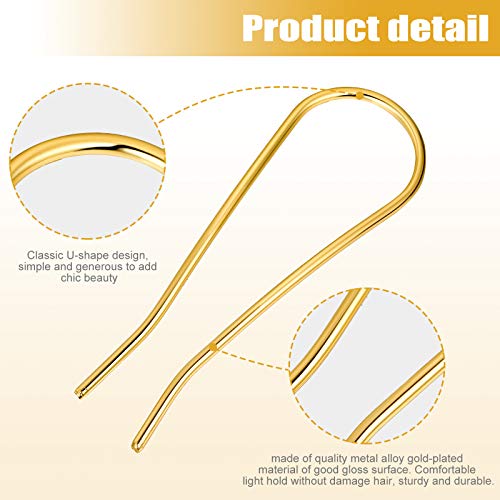 image for Jexine 8 Pieces 4.6 Inch Metal Hair Fork U Shape Updo Pins Hair Sticks